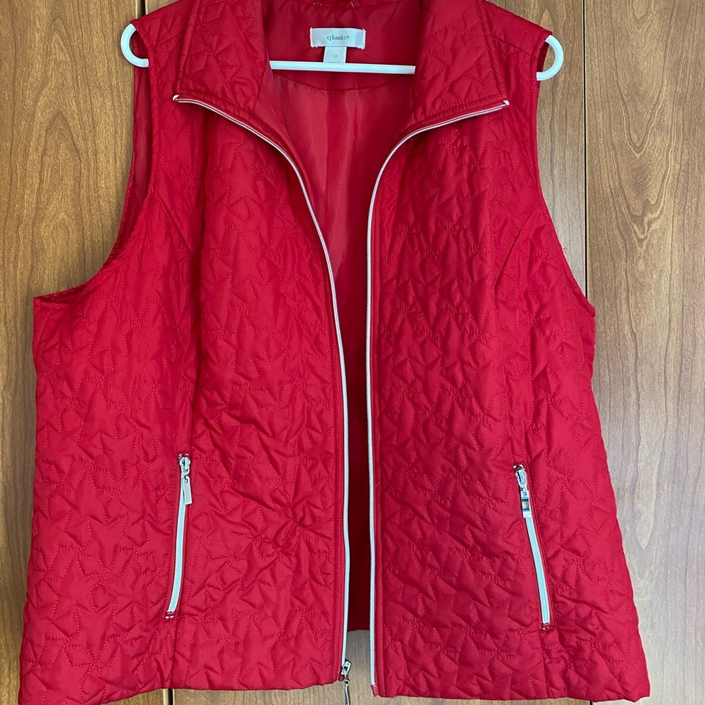 CJ Banks Red Quilted Vest